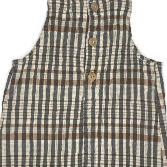 Message In The Bottle Plaid Overalls Romper - Picture 2 of 5